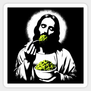 Jesus Christ Eating Guacamole Avocado Sticker